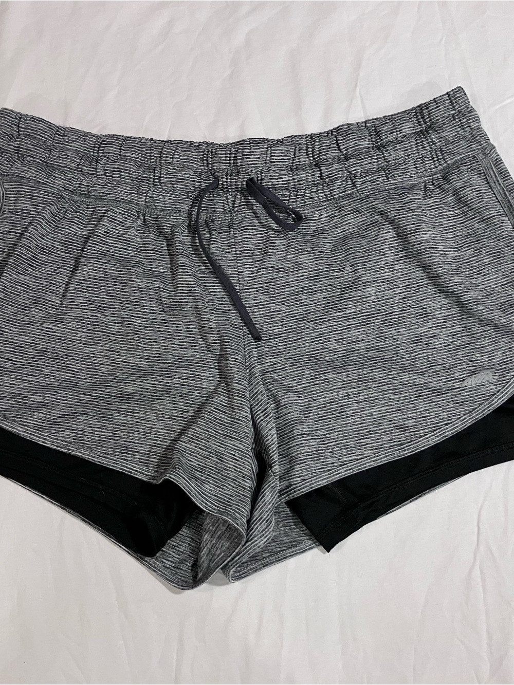 Avia Black & White Striped Athletic Shorts with Black Liner